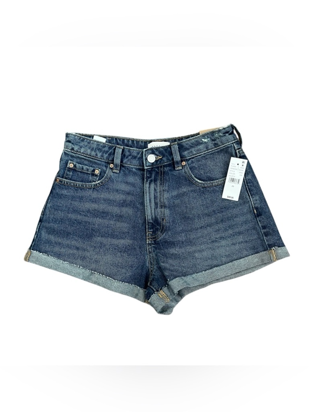 PacSun High Rise Mom Shorts Julieta Blue Denim Raw Hem Cuffed Size 26